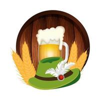 oktoberfest hoed en bier vector ontwerp