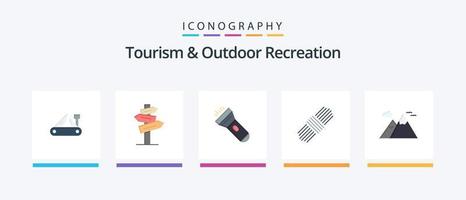 toerisme en buitenshuis recreatie vlak 5 icoon pak inclusief natuur. set. kamer. pak. flash. creatief pictogrammen ontwerp vector