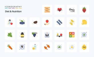 25 eetpatroon en voeding vlak kleur icoon pak vector