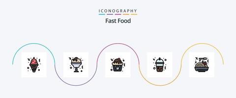 snel voedsel lijn gevulde vlak 5 icoon pak inclusief . snel. voedsel. voedsel. voedsel vector