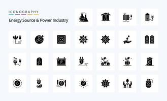 25 energie bron en macht industrie solide glyph icoon pak vector