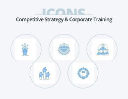competitief strategie en zakelijke opleiding blauw icoon pak 5 icoon ontwerp. menselijk. toewijzing. vlag. zelf. netwerk vector