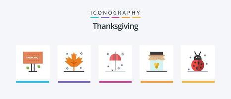 dankzegging vlak 5 icoon pak inclusief herfst. zoet. bescherming. jam. ontbijt. creatief pictogrammen ontwerp vector