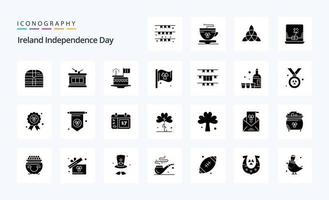 25 Ierland onafhankelijkheid dag solide glyph icoon pak vector