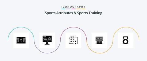 sport- attributen en sport- opleiding glyph 5 icoon pak inclusief scoren. bord. sport. tactisch. strategie vector