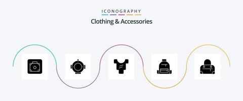 kleding en accessoires glyph 5 icoon pak inclusief . tas. lichaam. school. camping vector