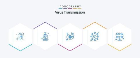 virus transmissie 25 blauw icoon pak inclusief chemicus. leven. gezicht. virus. virus vector