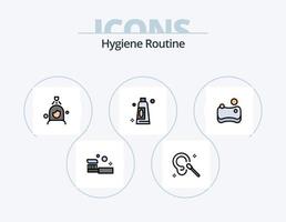 hygiëne routine- lijn gevulde icoon pak 5 icoon ontwerp. zakdoek. schoonmaak. machine. wasruimte. schoonmaak vector