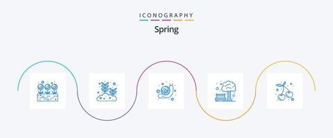 voorjaar blauw 5 icoon pak inclusief . fruit. dier. kers. park vector