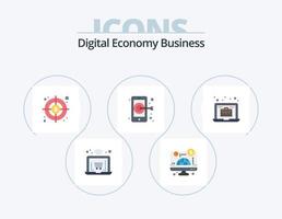 digitaal economie bedrijf vlak icoon pak 5 icoon ontwerp. . tas. doelwit. laptop. smartphone vector