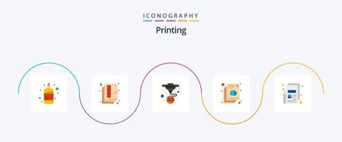 het drukken vlak 5 icoon pak inclusief nieuws. afdrukken. kleur. bladzijde. het drukken vector