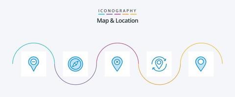 kaart en plaats blauw 5 icoon pak inclusief plaats. markeerstift. plaats. kaart. pijl vector