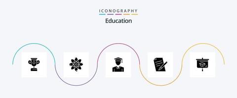 onderwijs glyph 5 icoon pak inclusief . presentatie. diploma uitreiking. onderwijs. potlood vector