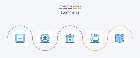 ecommerce blauw 5 icoon pak inclusief e. kar. Internationale. magazijn. opslagruimte vector