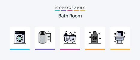 bad kamer lijn gevulde 5 icoon pak inclusief . kamer. bad. bad. water. creatief pictogrammen ontwerp vector