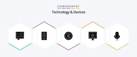 apparaten 25 glyph icoon pak inclusief producten. elektronica. apparaten. apparaten. sterren vector