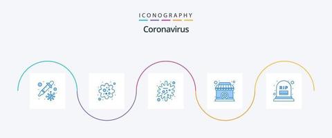 coronavirus blauw 5 icoon pak inclusief graf. verboden. antigeen. teken. Gesloten vector