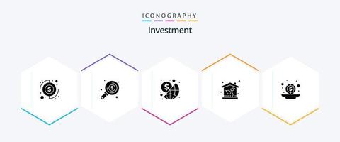 investering 25 glyph icoon pak inclusief investering. eigendom. bedrijf. investering. eco vector