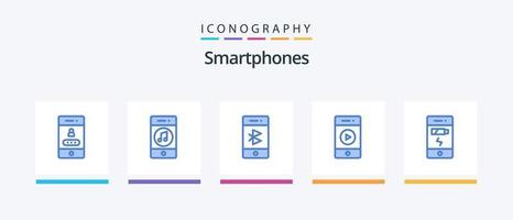 smartphones blauw 5 icoon pak inclusief spreker. muziek. sociaal. geluid. mobiel. creatief pictogrammen ontwerp vector