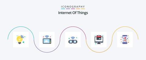 internet van dingen vlak 5 icoon pak inclusief . telefoon. bril. mobiel. op te slaan vector