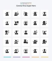 creatief corona virus super held 25 glyph solide zwart icoon pak zo net zo kracht. politie. mannetje. vrouw. moslim vector