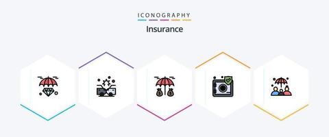 verzekering 25 gevulde lijn icoon pak inclusief leven verzekering. verzekering. investering. veiligheid. beschermen vector