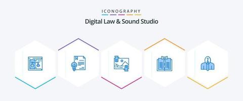 digitaal wet en geluid studio 25 blauw icoon pak inclusief digitaal. bedrijf. uitvinding. foto. dividend vector