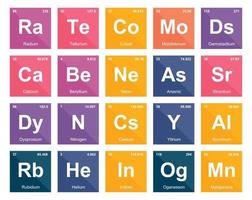20 preiodisch tafel van de elementen icoon pak ontwerp vector