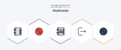 multimedia 25 gevulde lijn icoon pak inclusief . . telefoon. Golf. zag tand vector