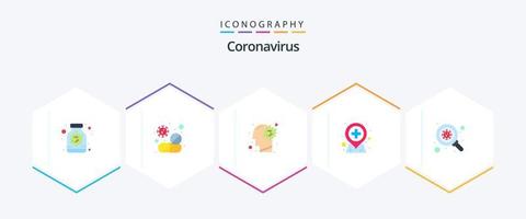 coronavirus 25 vlak icoon pak inclusief bacteriën. plaats. virus. ziekenhuis. virus vector