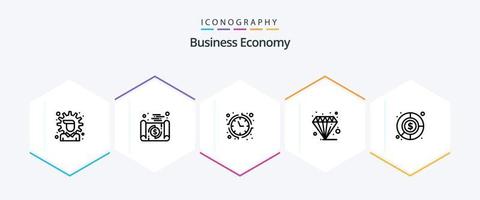 economie 25 lijn icoon pak inclusief pastel. economie. reizen. diamant. tijd vector