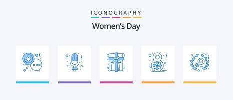 vrouwen dag blauw 5 icoon pak inclusief stroom. vieren. Dames. Dames dag. acht. creatief pictogrammen ontwerp vector