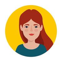 mooie vrouw rood haar in frame cirkelvormige avatar karakter vector