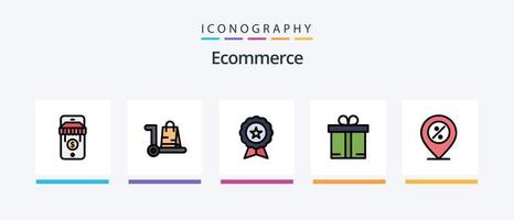 ecommerce lijn gevulde 5 icoon pak inclusief e-commerce. toevoegen. e-commerce. winkelen. mand. creatief pictogrammen ontwerp vector