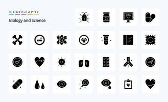 25 biologie solide glyph icoon pak vector