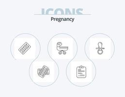 zwangerschap lijn icoon pak 5 icoon ontwerp. pop. tepel. helpen. kind. nieuw geboren vector