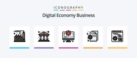 digitaal economie bedrijf lijn gevulde 5 icoon pak inclusief . versnelling. economie. digitaal. grafiek. creatief pictogrammen ontwerp vector