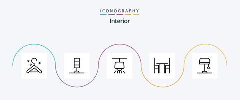 interieur lijn 5 icoon pak inclusief . licht. stoel. lamp. tafel vector