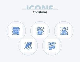 Kerstmis blauw icoon pak 5 icoon ontwerp. gebouw. sneeuw. vakantie. Mens. muziek- vector