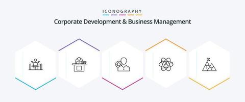 zakelijke ontwikkeling en bedrijf beheer 25 lijn icoon pak inclusief menselijk. efficiëntie. bedrijf. werk. persoonlijk vector