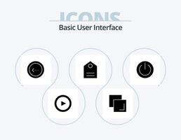 eenvoudig glyph icoon pak 5 icoon ontwerp. stroom. uit. rug. eenvoudig. label vector