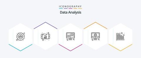 gegevens analyse 25 lijn icoon pak inclusief databank. beheer. groei. ontwikkeling. beheer vector