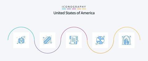 Verenigde Staten van Amerika blauw 5 icoon pak inclusief Verenigde Staten van Amerika. poort. dag. gebouw. dag vector