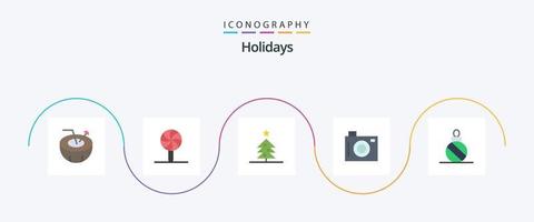vakantie vlak 5 icoon pak inclusief Kerstmis bal. bal. boom. afbeelding. vakantie vector