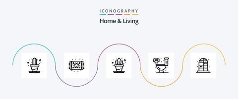 huis en leven lijn 5 icoon pak inclusief . kastje. leven. leven. toilet vector