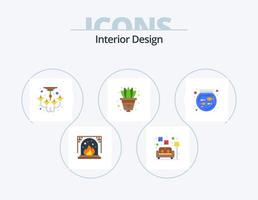 interieur ontwerp vlak icoon pak 5 icoon ontwerp. . vis. lamp. schaal. pot vector