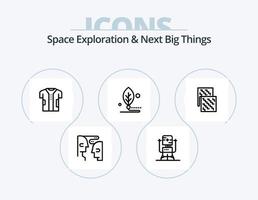 ruimte exploratie en De volgende groot dingen lijn icoon pak 5 icoon ontwerp. verbinding. denken. omgeving. groot. wereld vector