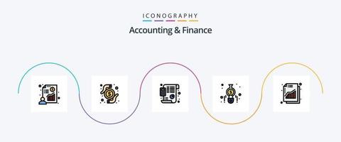 accounting en financiën lijn gevulde vlak 5 icoon pak inclusief winst. financiën. plan. rekenmachine. accounting vector