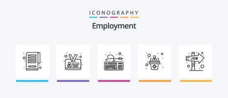 werk lijn 5 icoon pak inclusief werk. schema. ingenieur. online functie. online. creatief pictogrammen ontwerp vector