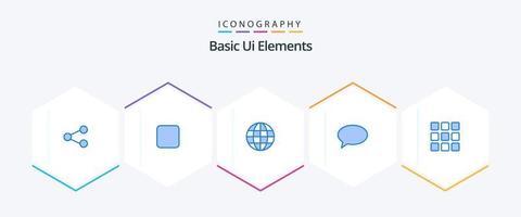 eenvoudig ui elementen 25 blauw icoon pak inclusief vorm geven aan. web. wereldbol. mail. chating vector